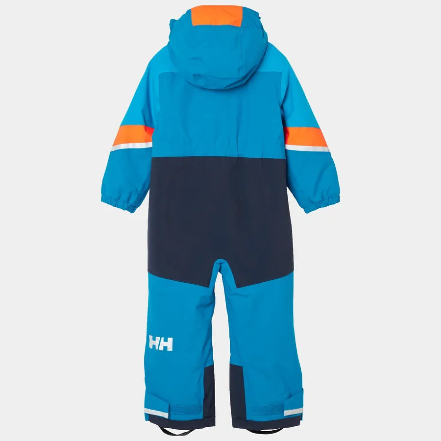 Habit de neige Rider 1 pièce 3.0 - Helly Hansen bleu et marine avec bandes orange pour enfant, vue de dos, tissu isolant