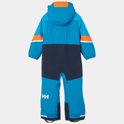 Habit de neige Rider 1 pièce 3.0 - Helly Hansen bleu et marine avec bandes orange pour enfant, vue de dos, tissu isolant