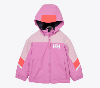 Manteau d'hiver Rider - Helly Hansen rose et corail avec capuche, isolation Prima, pour fille, vue de face.