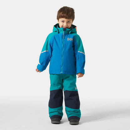 Manteau d'hiver Legend - Helly Hansen bleu et turquoise, imperméable, capuche, pour garçon, vue de face porté sur mannequin
