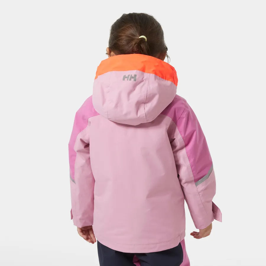 Manteau d'hiver Legend - Helly Hansen rose et orange avec capuche, tissu technique imperméable, pour fille, vue de dos