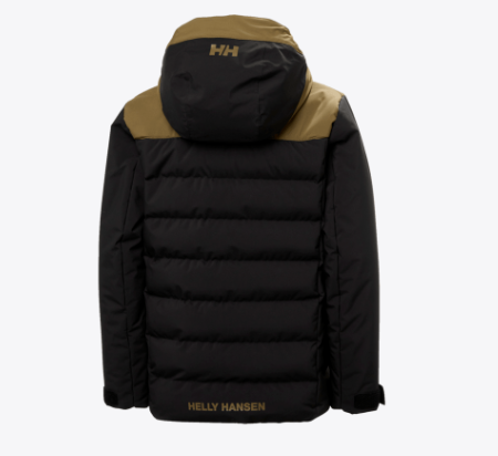 Manteau d'hiver Cyclone - Helly Hansen noir et marron, isolant synthétique, capuche, vue de dos enfant