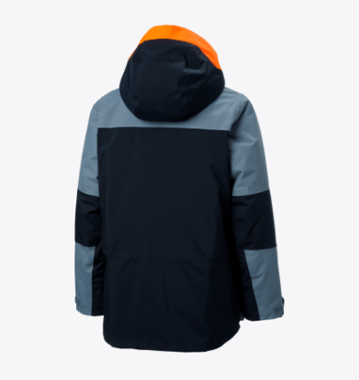 Manteau d'hiver Summit 2.0 - Helly Hansen noir et gris avec capuche orange, isolation légère, vue de dos enfant