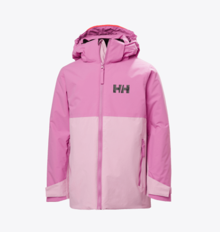 Manteau d'hiver Traverse - Helly Hansen rose clair et rose foncé avec capuche, style fille, vue de face