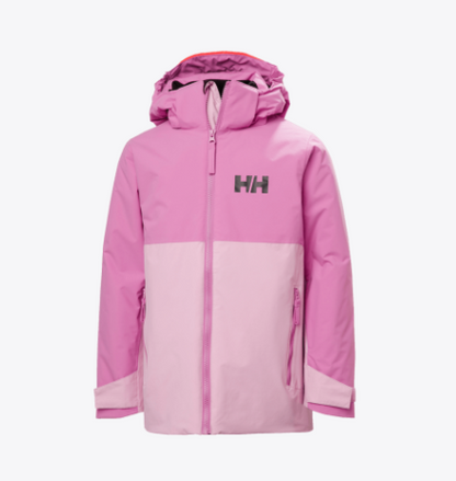Manteau d'hiver Traverse - Helly Hansen rose clair et rose foncé avec capuche, style fille, vue de face