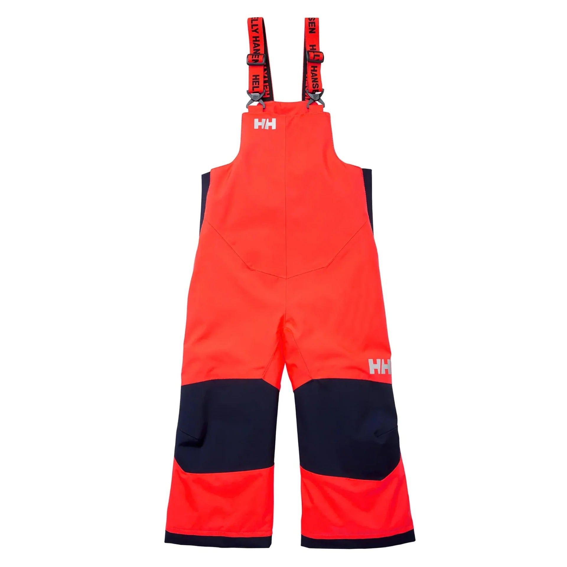 Salopette de neige Rider - Helly Hansen rouge et noire en tissu technique, bretelles ajustables, pour fille, vue de face