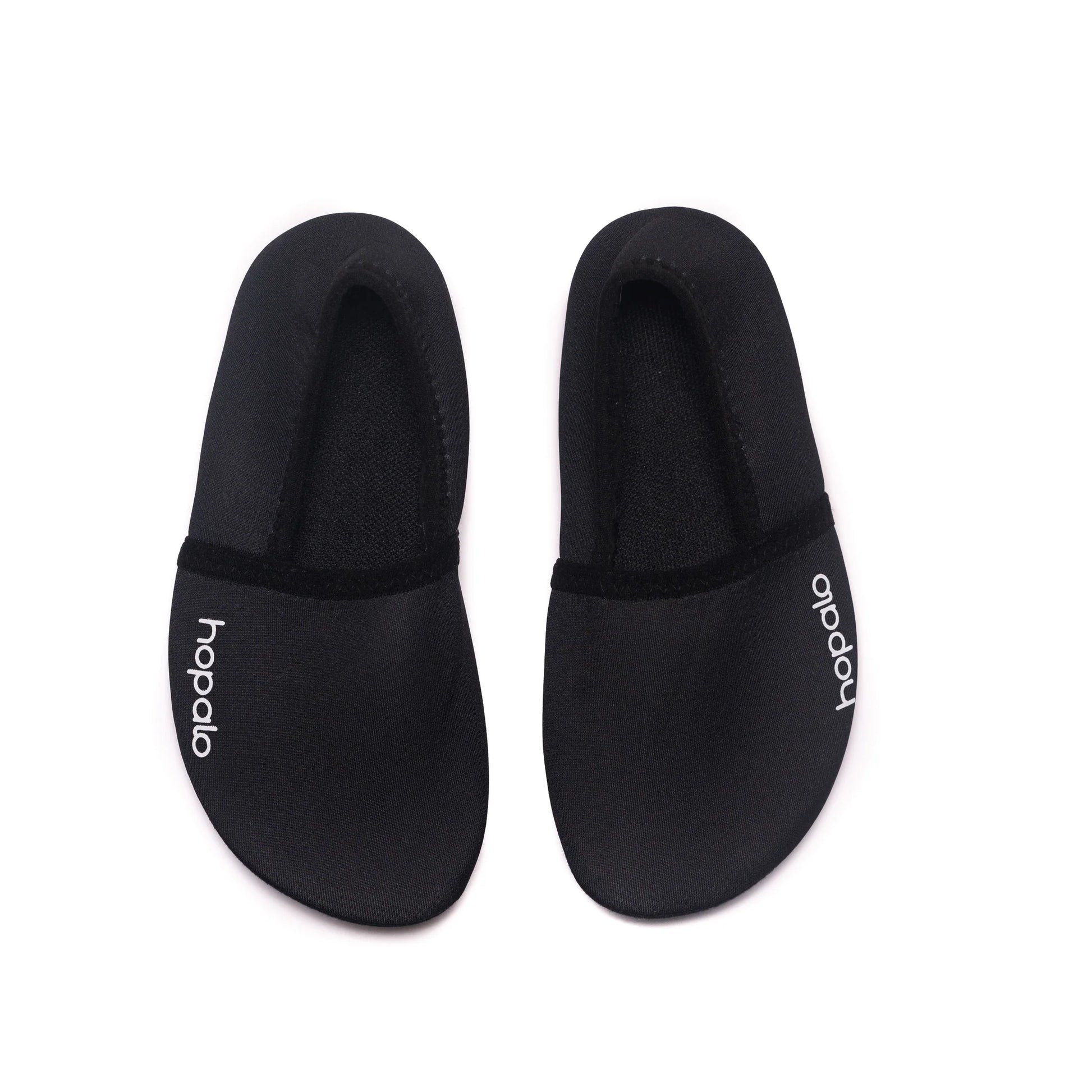 Souliers d'eau - Hopalo noirs en néoprène, semelle antidérapante, confortables, pour enfant, vue de dessus face.