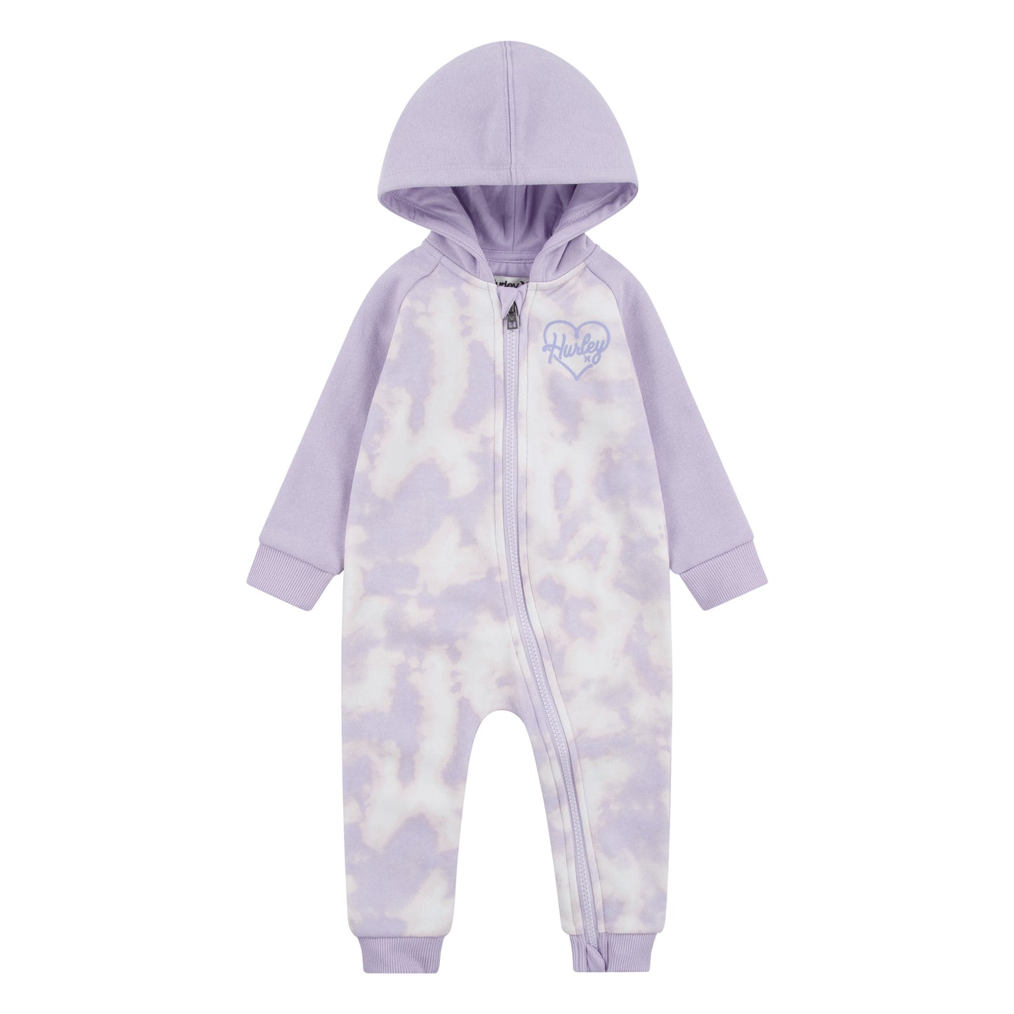 Ensemble - Hurley combinaison molletonnée violette et blanche à capuche, manches longues, pour fille, vue de face