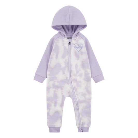 Ensemble - Hurley combinaison molletonnée violette et blanche à capuche, manches longues, pour fille, vue de face