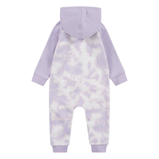 Ensemble - Hurley combinaison molletonnée lilas et blanc à capuche, manches raglan, poignets côtelés, pour fille, vue de dos