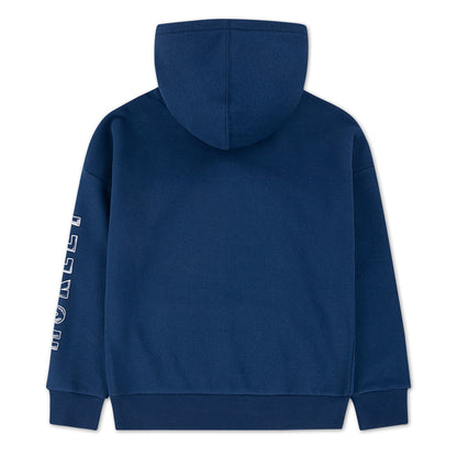 Hoodie - Hurley bleu marine en polaire avec capuche et logo blanc sur manche, pour garçon, vue de dos