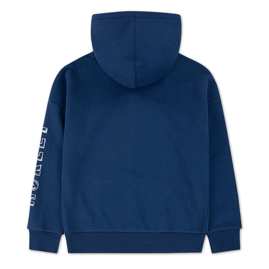Hoodie - Hurley bleu marine en polaire avec capuche et logo blanc sur manche, pour garçon, vue de dos