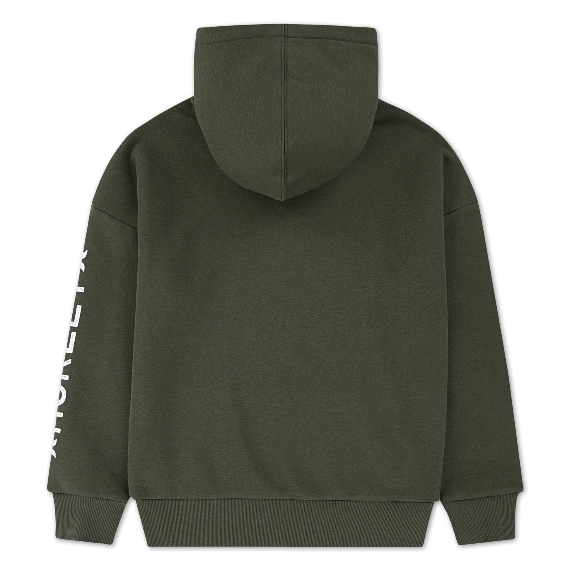 Hoodie - Hurley garçon vert kaki en polaire avec capuche et logo blanc sur manche, vue de dos