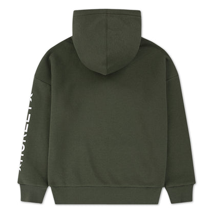 Hoodie - Hurley garçon vert kaki en polaire avec capuche et logo blanc sur manche, vue de dos