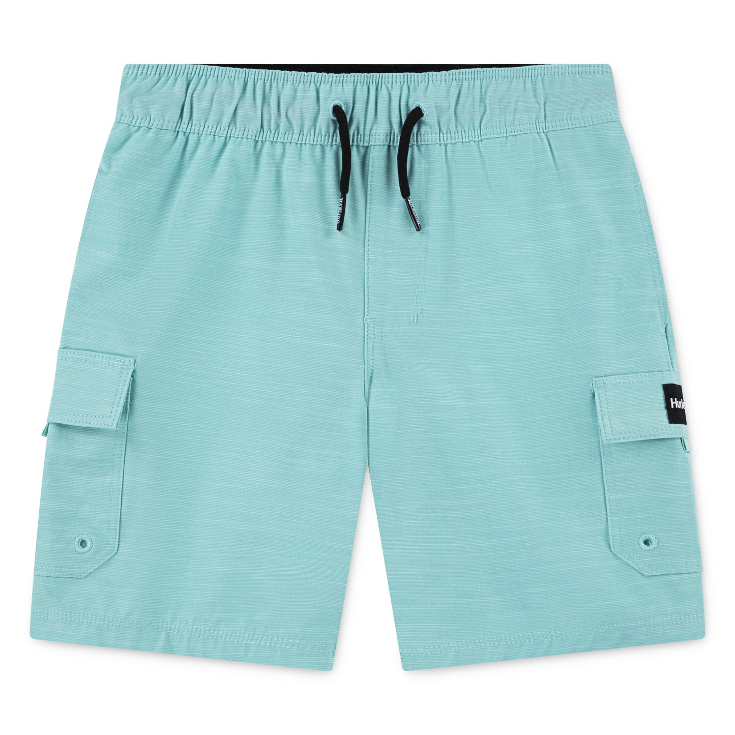 Short - Hurley bleu turquoise en tissu extensible avec poches latérales, taille élastique à cordons, pour garçon, vue de face