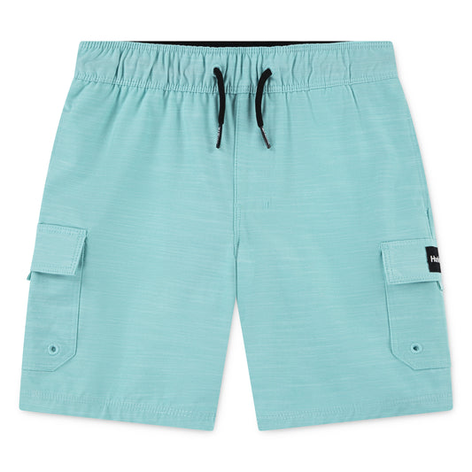 Short - Hurley bleu turquoise en tissu extensible avec poches latérales, taille élastique à cordons, pour garçon, vue de face