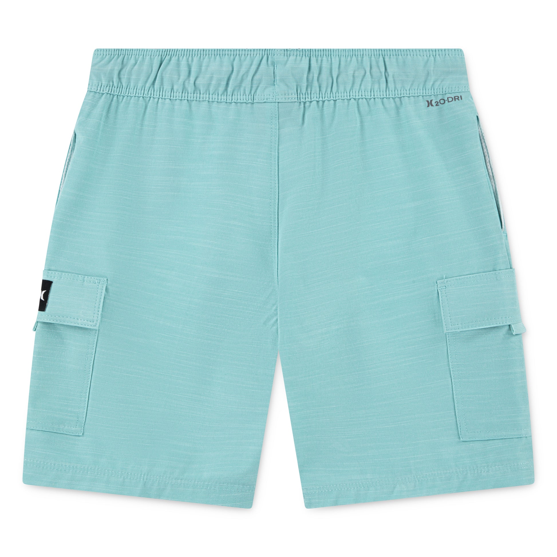 Short - Hurley bleu clair en tissu extensible avec poches latérales, style garçon, vue de dos, taille élastique
