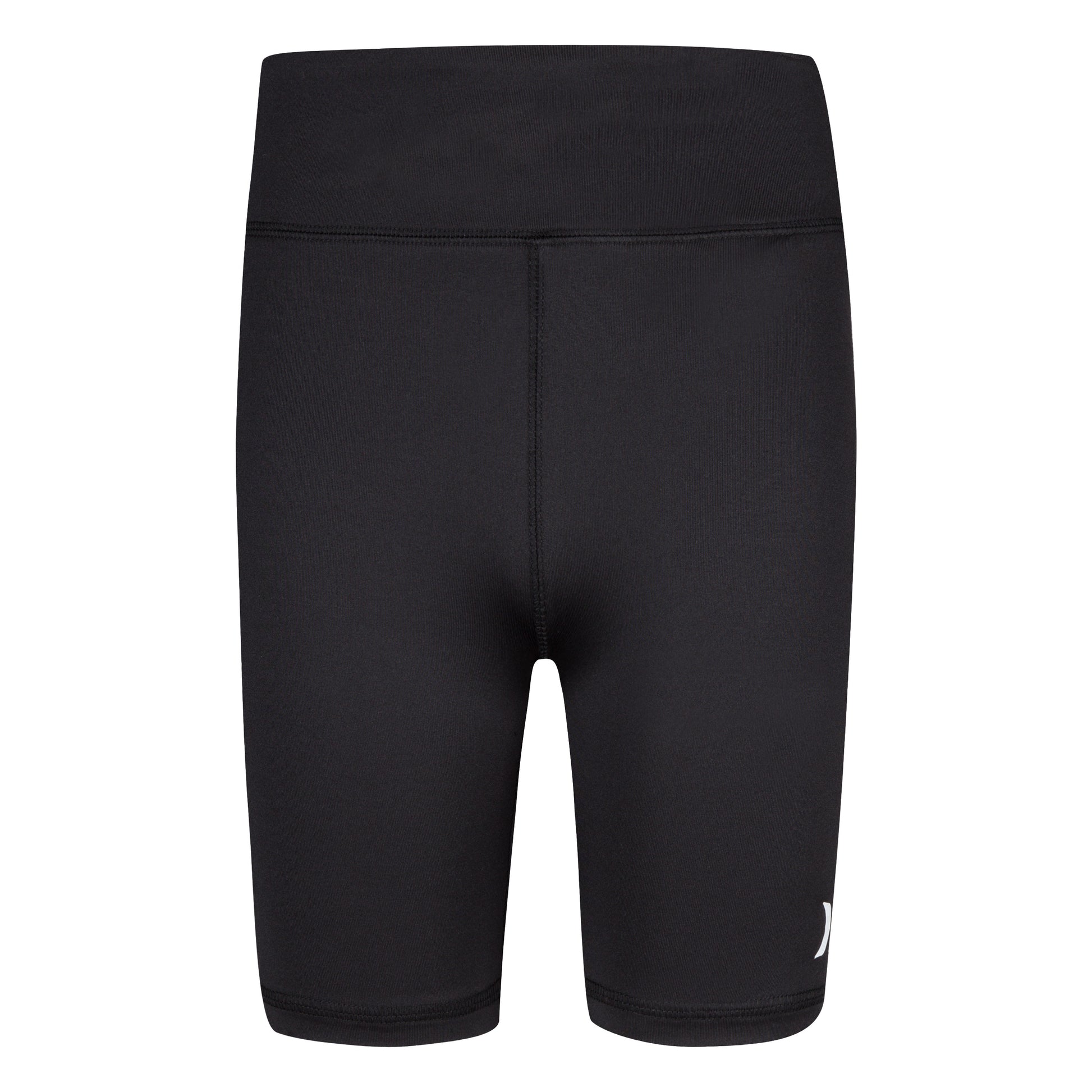 Biker Short - Hurley noir en jersey élasthanne léger avec ceinture élastique et logo blanc, pour fille, vue de face
