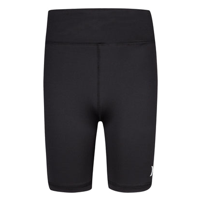 Biker Short - Hurley noir en jersey élasthanne léger avec ceinture élastique et logo blanc, pour fille, vue de face