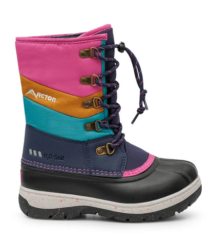 Bottes d'hiver Gummy - Acton colorées en textile et caoutchouc avec lacets contrastants pour enfant vue de profil