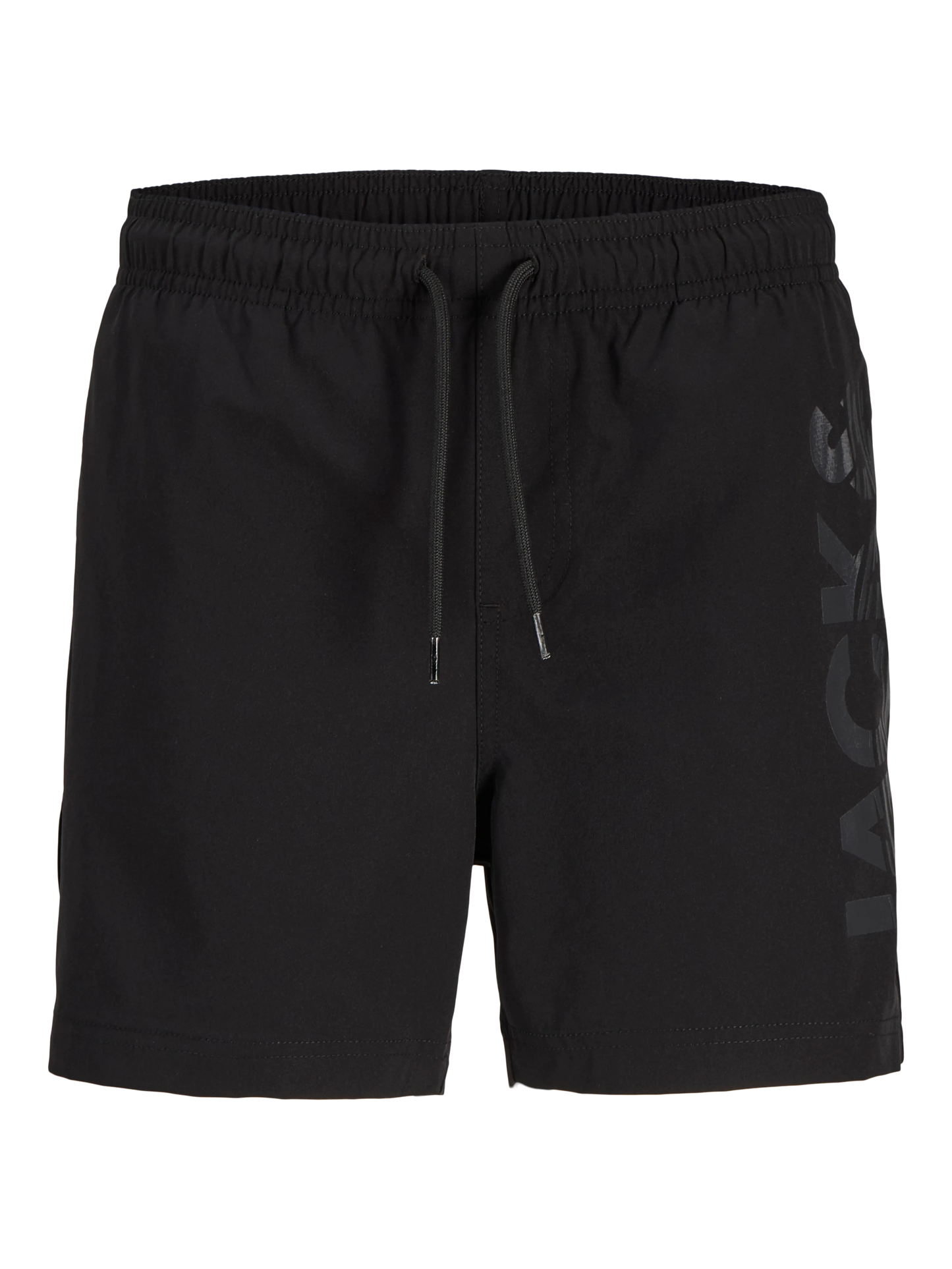 Maillot de bain - Jack & Jones short noir avec cordon de serrage et logo ton sur ton, vue de face.