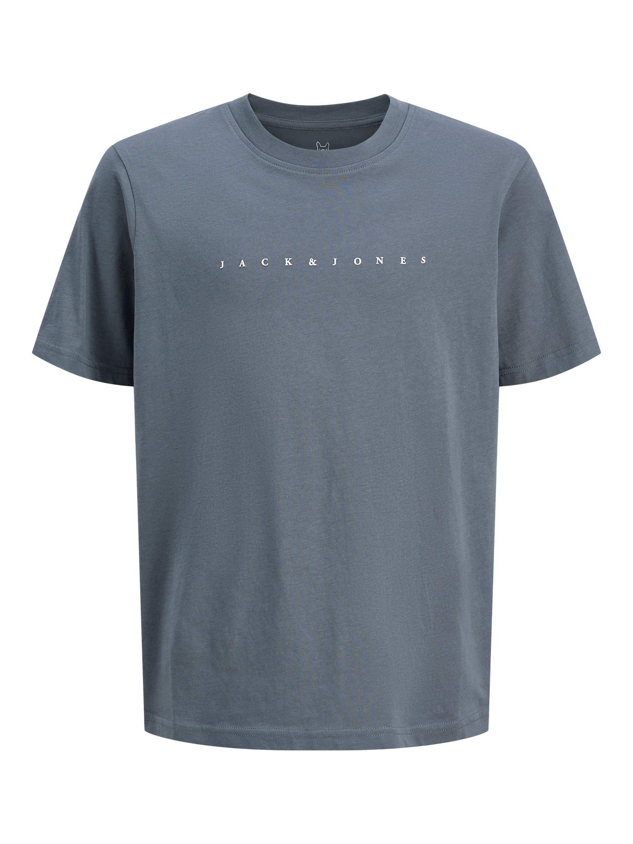 T-Shirt - Jack & Jones gris en coton avec logo blanc, manches courtes, pour garçon, vue de face.