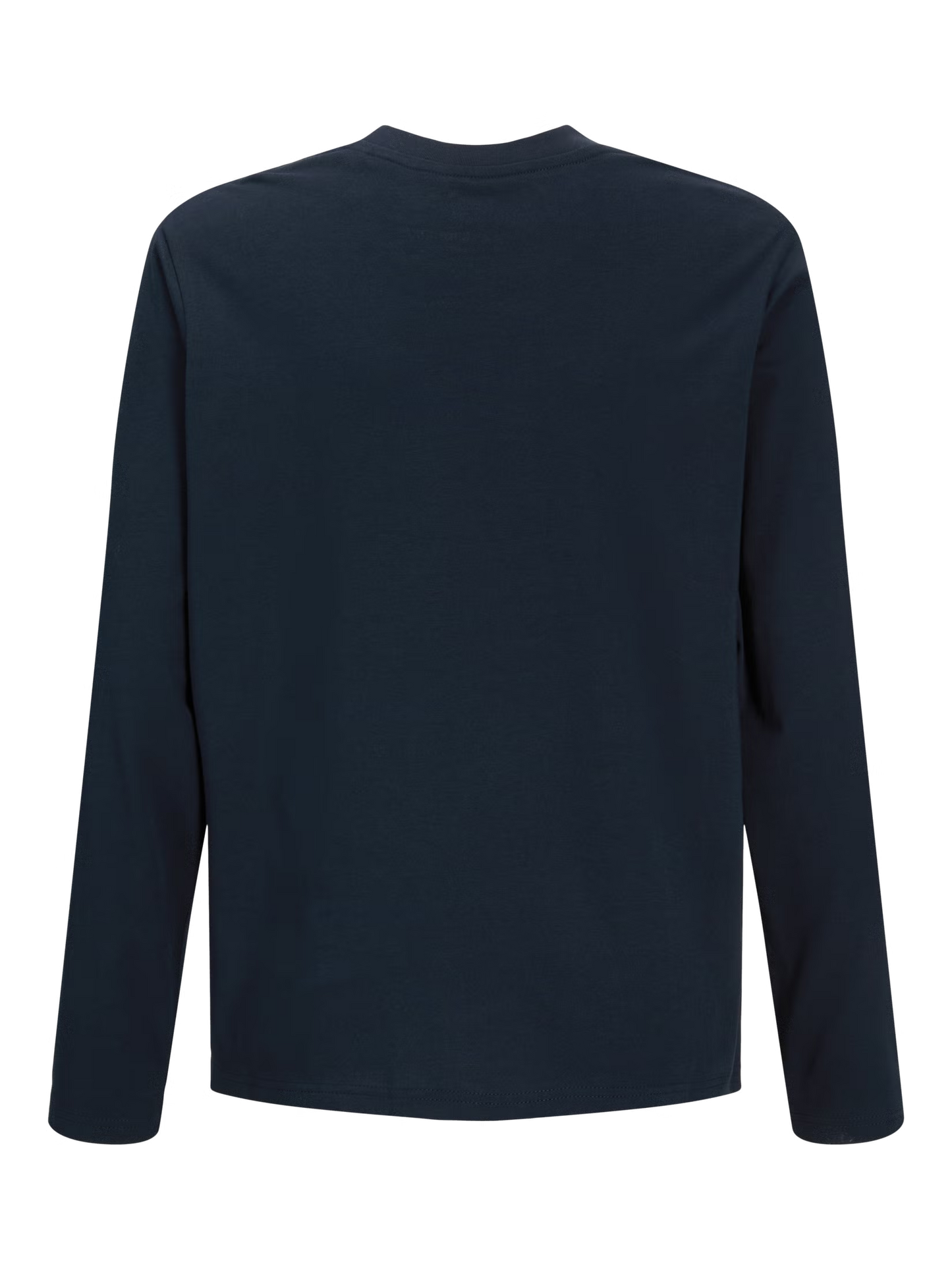 Chandail - Jack & Jones bleu marine à manches longues en coton, vue de dos sur fond blanc.
