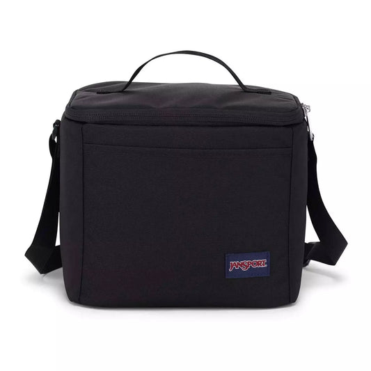 Boite à lunch - Super Snack noire en tissu polyester avec bandoulière réglable, vue de face, pour enfant