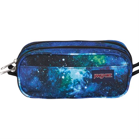 Étui à crayons - Large Accessory Pouch bleu à motifs galaxie multicolores, fermeture à glissière, vue de face