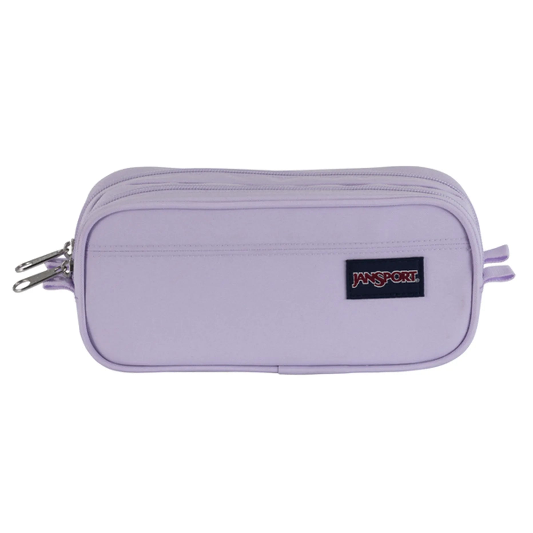 Étui à crayons - Large Accessory Pouch lavande en toile légère avec fermeture à glissière double, vue de face.