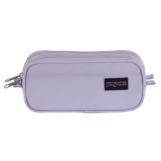 Étui à crayons - Large Accessory Pouch lavande en toile légère avec fermeture à glissière double, vue de face.