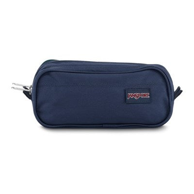 Étui à crayons - Large Accessory Pouch bleu marine en tissu recyclé, double zip, vue de face pour enfant.