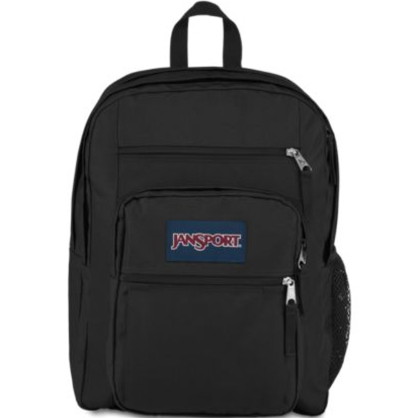 Sac à dos - Big Student noir en polyester avec plusieurs poches zippées, style urbain, vue de face.