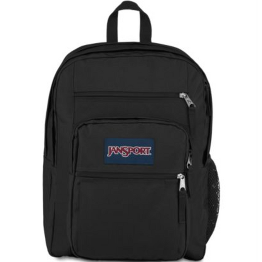 Sac à dos - Big Student noir en polyester avec plusieurs poches zippées, style urbain, vue de face.