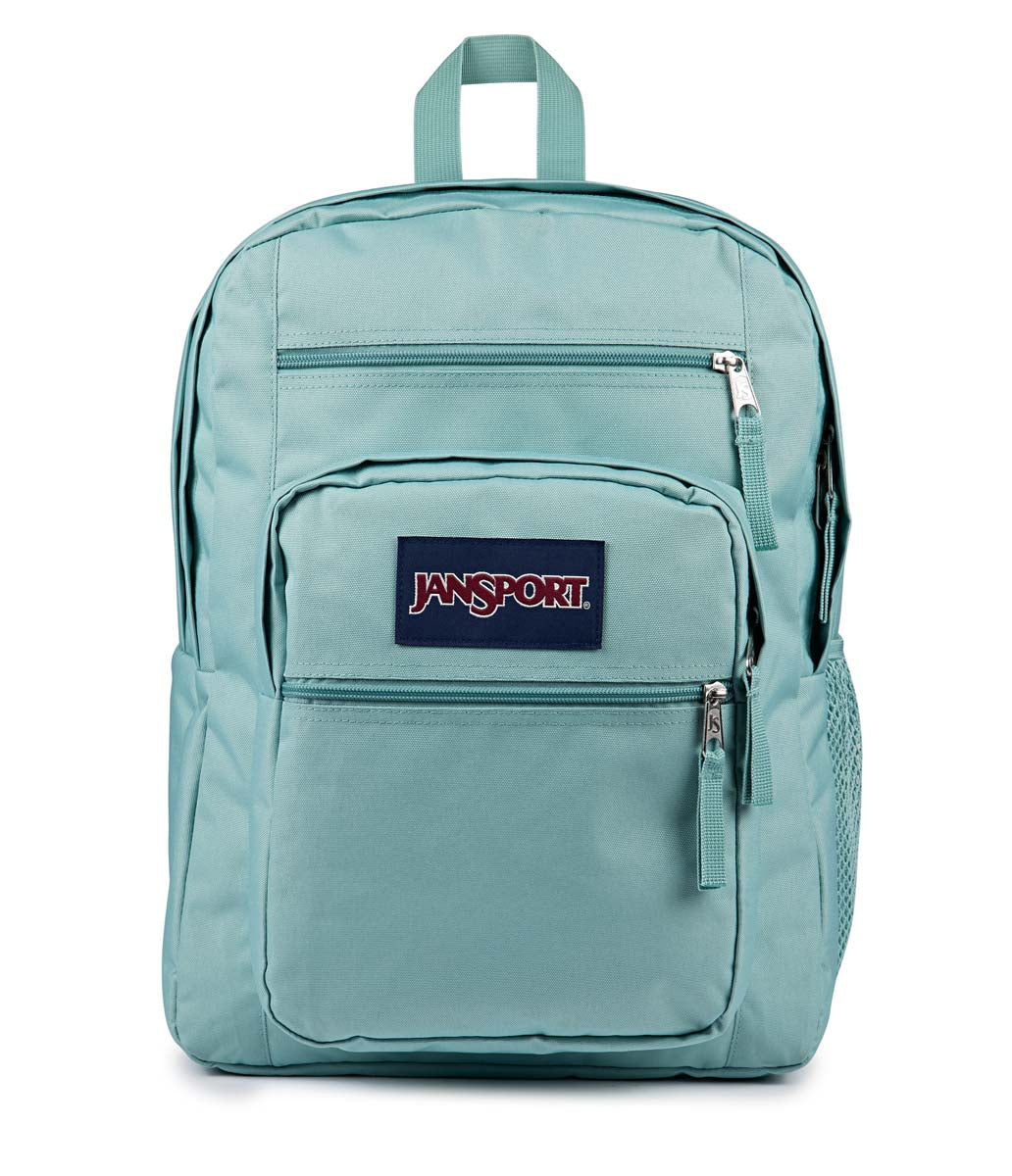 Sac à dos - Big Student bleu clair en polyester avec poches zippées, style scolaire, vue de face.