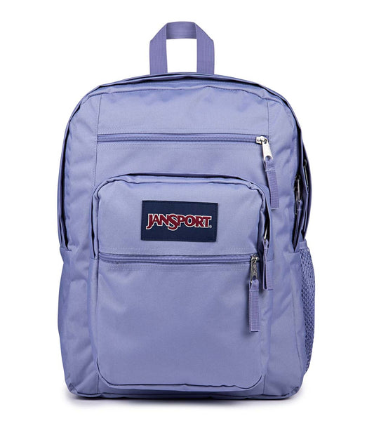 Sac à dos - Big Student lilas en polyester avec poche avant zippée, compartiment ordi 15 pouces, vue de face.