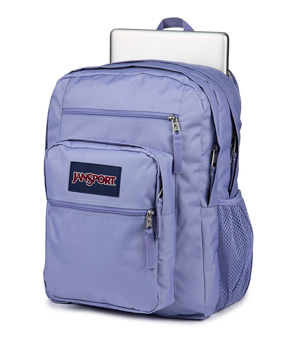 Sac à dos - Big Student violet lavande en tissu polyester avec compartiment ordinateur, vue 3/4 droit face avant