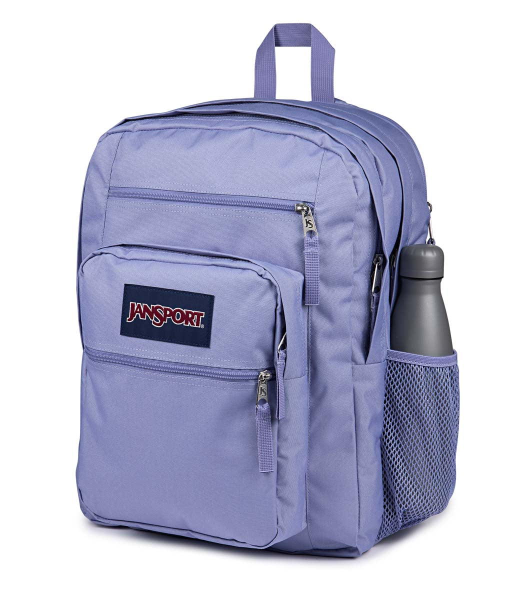 Sac à dos - Big Student violet en tissu nylon avec poches avant et filet latéral, vue de profil droit