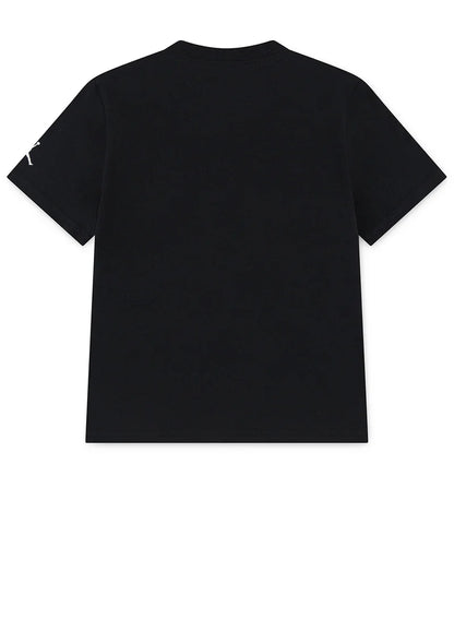 T-Shirt - Jordan noir avec logo blanc sur manche, en coton, style garçon, vue de dos.