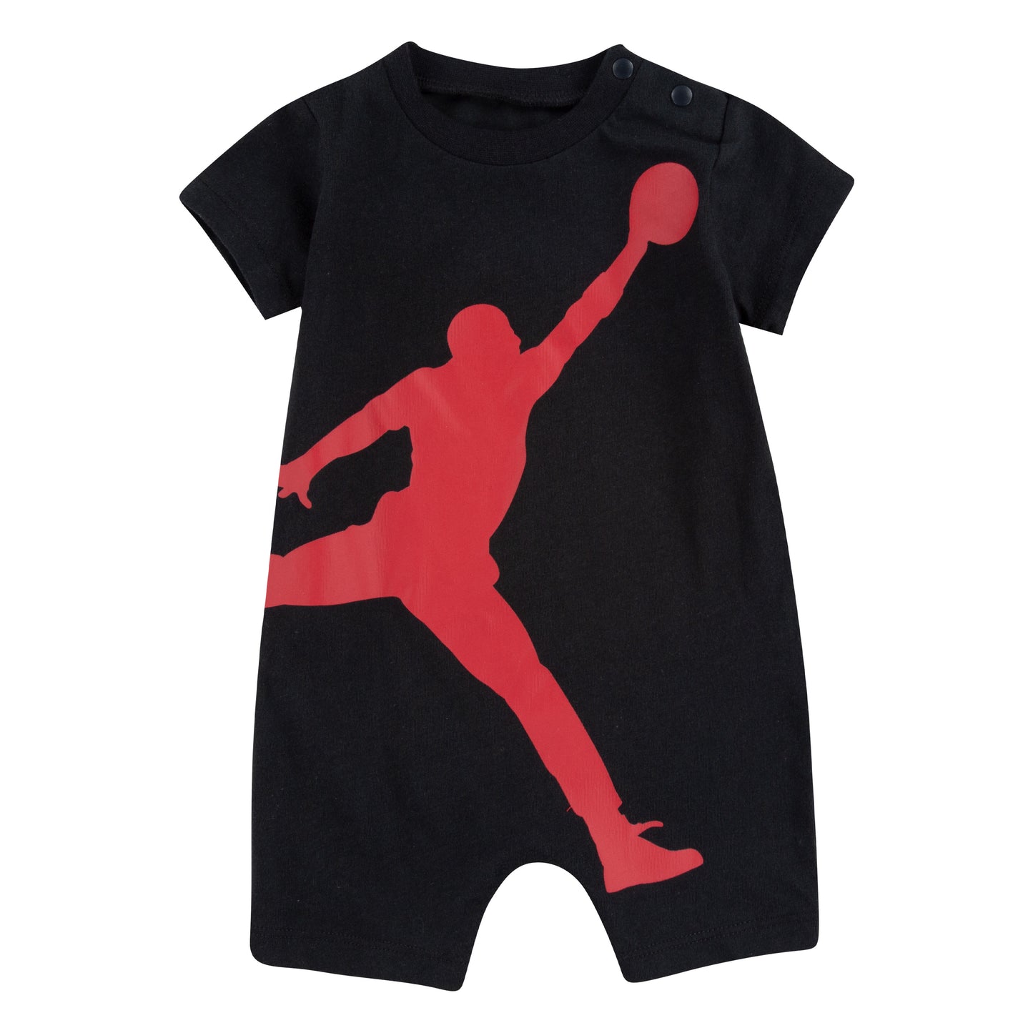 Ensemble - Jordan noir en jersey avec logo rouge sport, manches courtes, boutonnières épaule, pour bébé garçon, vue de face