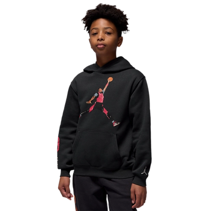 Junior Jordan hoodie in black with logo, featuring a comfortable fit and stylish design for everyday wear.