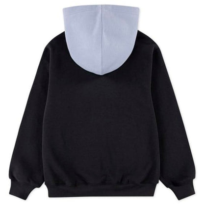 Hoodie - Jordan noir avec capuche grise, tissu coton polyester, style garçon, vue de dos