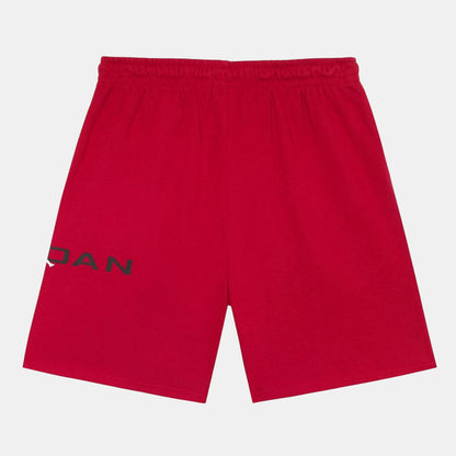 Short - Jordan rouge en coton et polyester, taille ajustable avec cordon, vue de face, pour enfant.