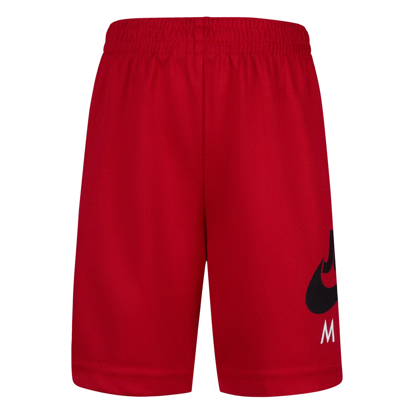Short - Jordan rouge en tissu mesh respirant avec ceinture élastique, logo noir et blanc, pour garçon, vue de face