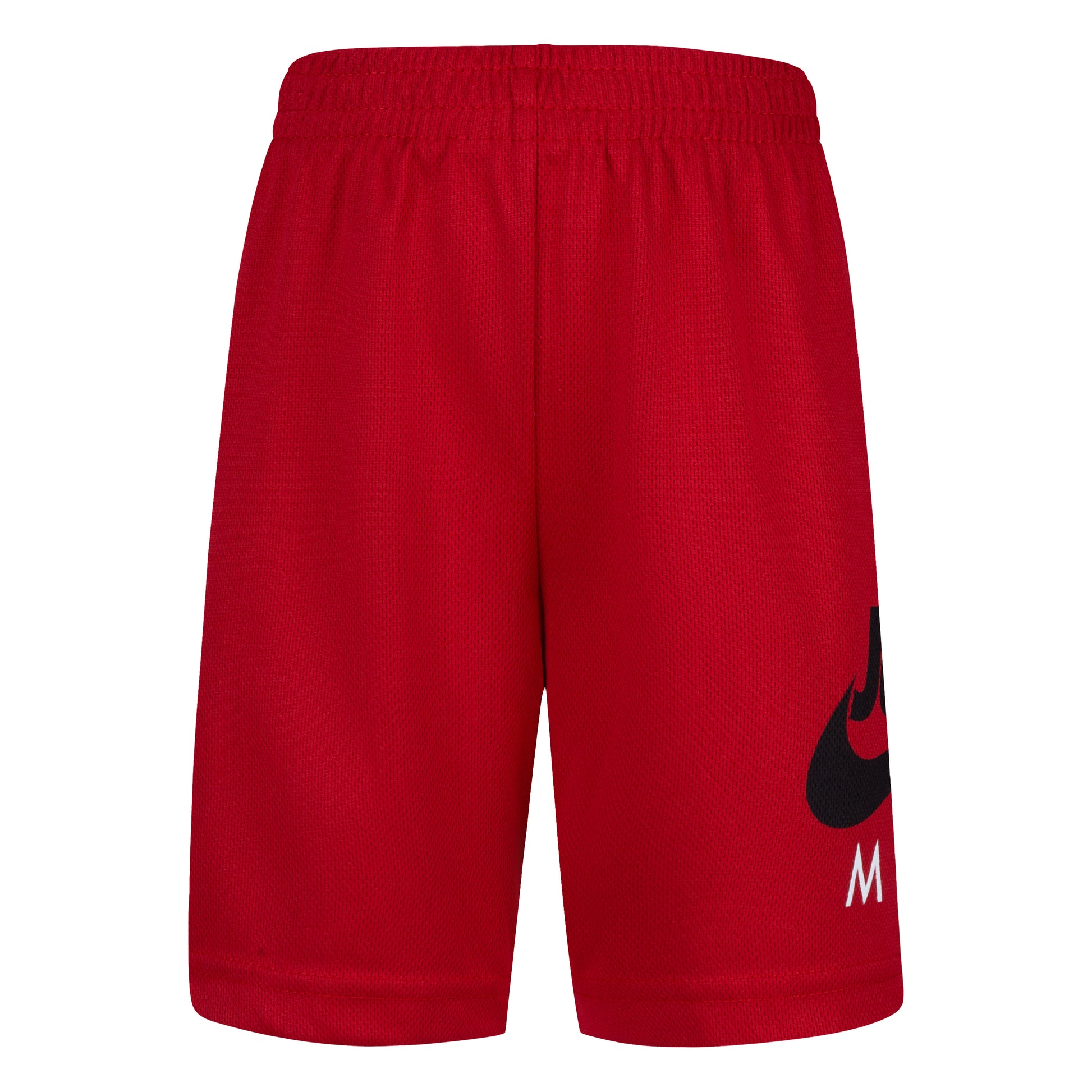 Short - Jordan rouge en tissu mesh respirant avec ceinture élastique, logo noir et blanc, pour garçon, vue de face