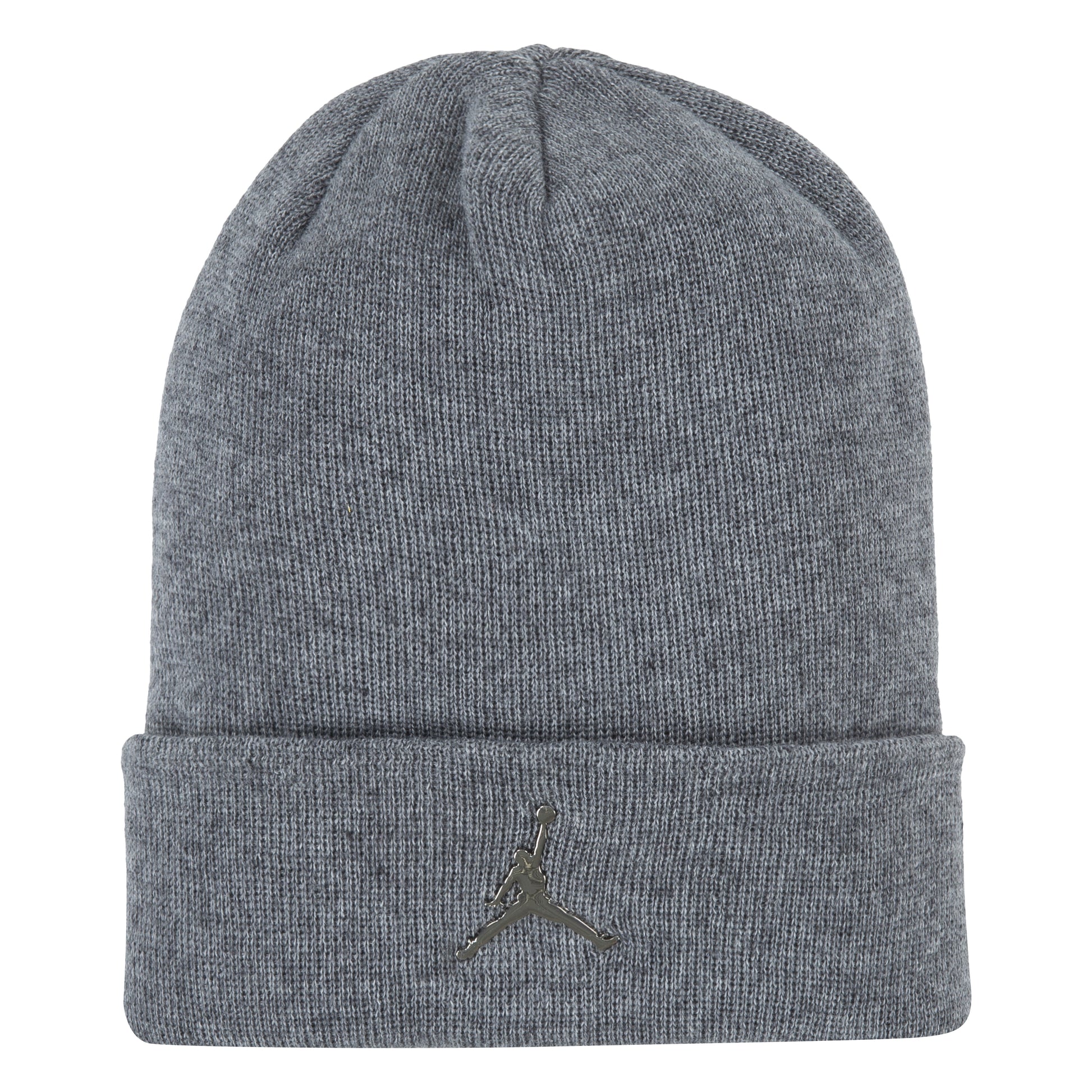 Tuque - Jordan grise en tricot poly/coton avec logo noir, style classique pour enfant, vue de face serrée.
