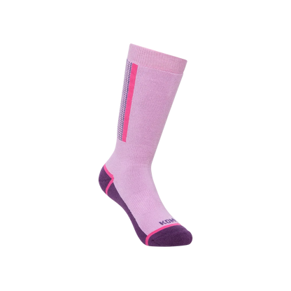 Bas thermal Paragon - Kombi rose avec talon et pointe violets et bande latérale rose vif vue de profil