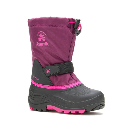 Bottes d'hiver Waterbug 5 - Kamik violet et rose imperméables en nylon, style enfant fille, vue de profil droite