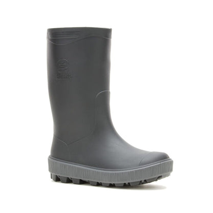Bottes de pluie Riptide - Kamik gris foncé en caoutchouc synthétique, imperméable, pour enfant, vue de profil droite.