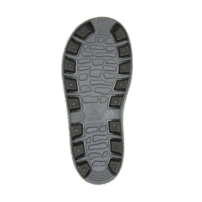 Semelle extérieure antidérapante noire vue de dessous des Bottes de pluie Riptide - Kamik pour enfant.